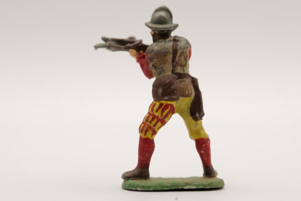 Landsknecht crossbowman standing with Spanish helmet